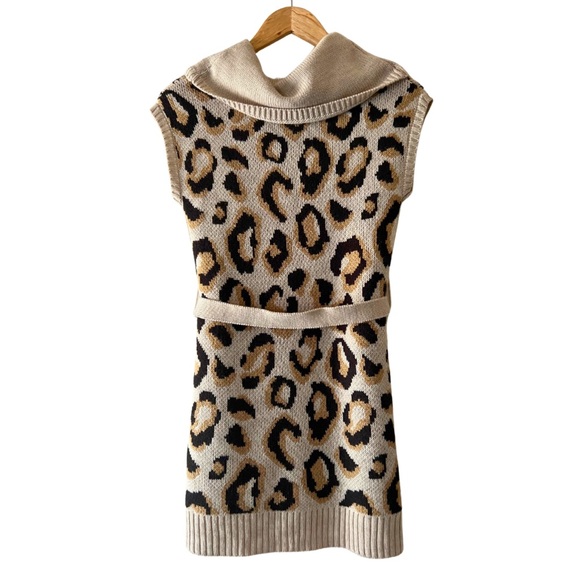Crazy 8 Girls Animal Print Cowl Neck Knit Sweater Dress - Picture 2 of 8